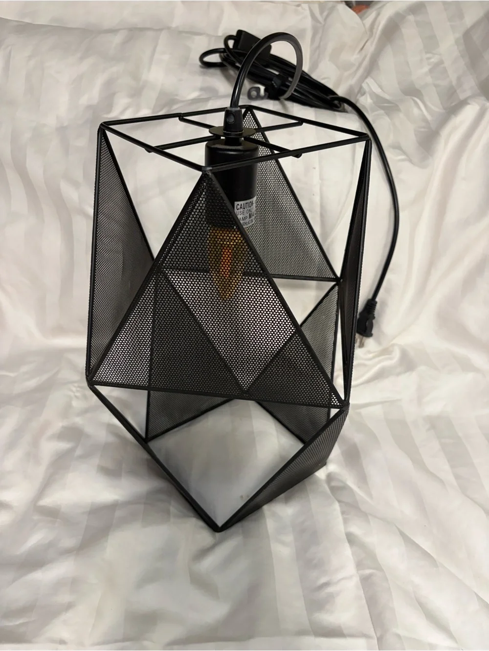 Black Geometric Metal Table Lamp Accent Light